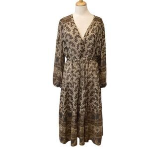 Burning Torch 100% Silk Midi Sheer Dress Medium
